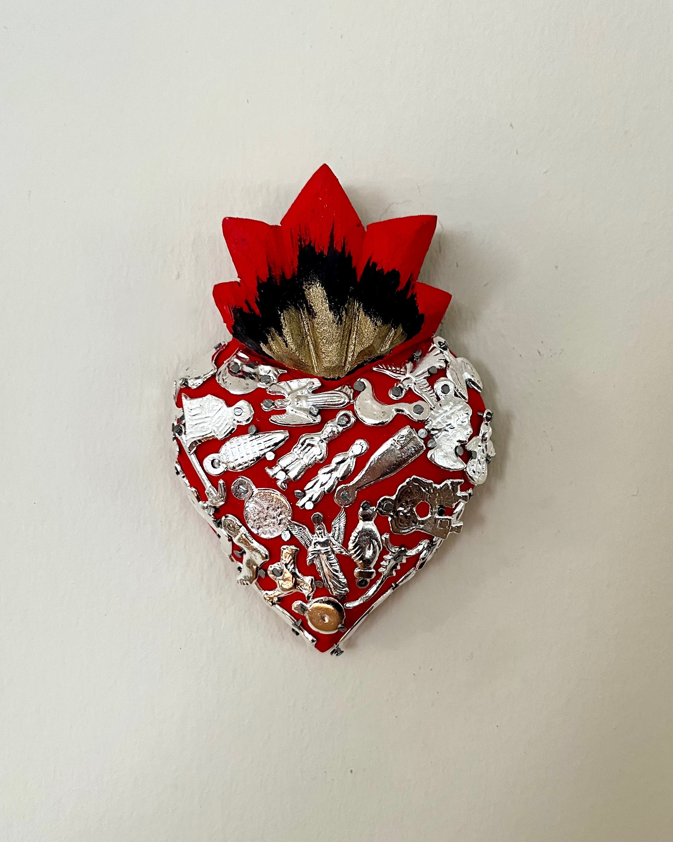 Mexican Milagro Sacred Heart - Red