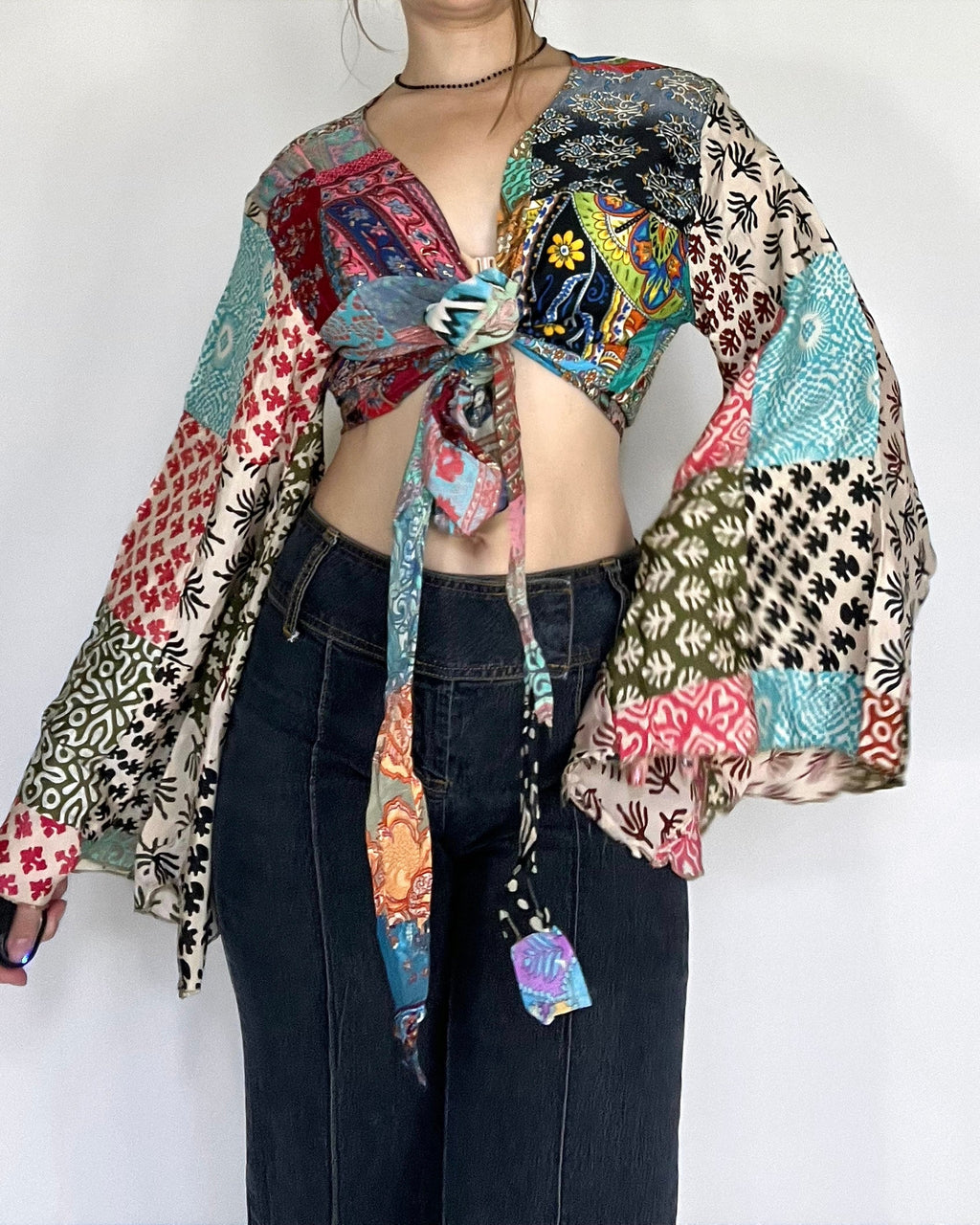 Patchwork Dreams Bell Sleeve Top