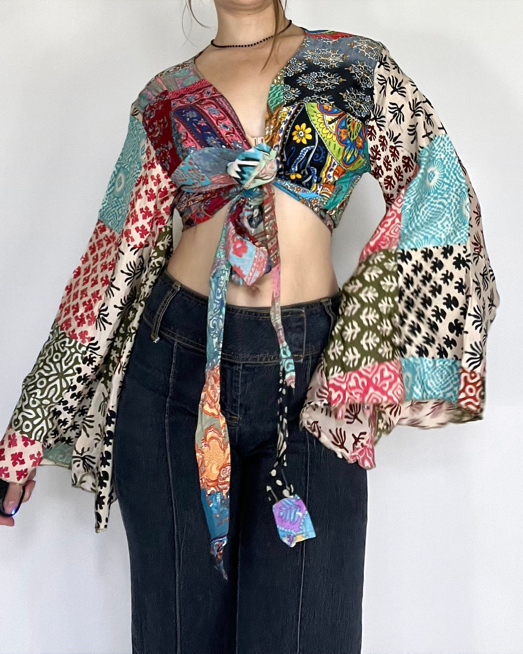 Patchwork Dreams Bell Sleeve Top